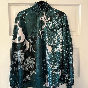 Ted Baker Multi Print Funnel Neck Blouse Green